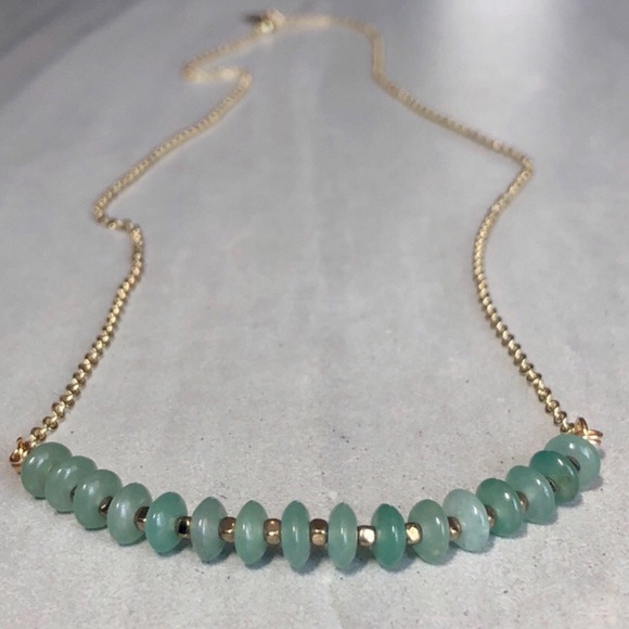 Estrella & Luna Jewelry - Green Jade 14K Gold Necklace